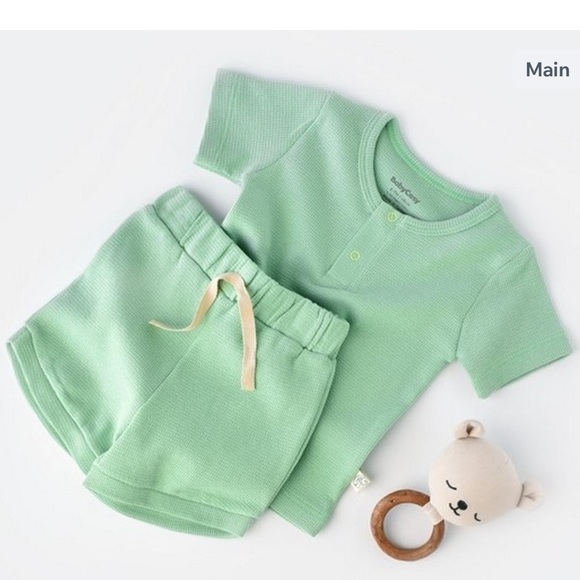 Stay Comfortable and Sustainable with Organic Cotton Waffle Shirt and Short Set! - Picture 1 of 6